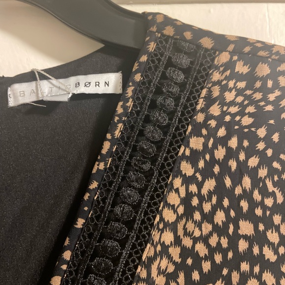 Baltic Born Maxi Dress Long Sleeves Black & Tan Flowy NWT Cha Cha Print Large - Picture 2 of 11